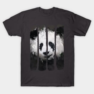 Grey Panda Bear - Brush Strokes T-Shirt